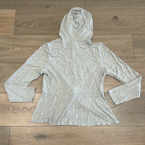 SWEATY BETTY Gray Marl Tori Twist Front Pullover Active Jacket Hooded Top Size 6 - Picture 3 of 12